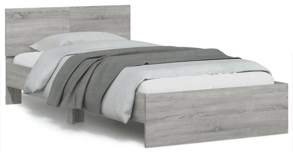 Πλαίσιο Κρεβατιού με Κεφαλάρι Γκρι Sonoma 100x200εκ. Επεξ. Ξύλο - Γκρι