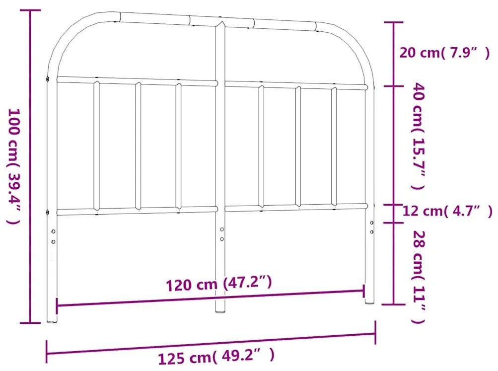 vidaXL Κεφαλάρι Μαύρο 120 εκ. Μεταλλικό
