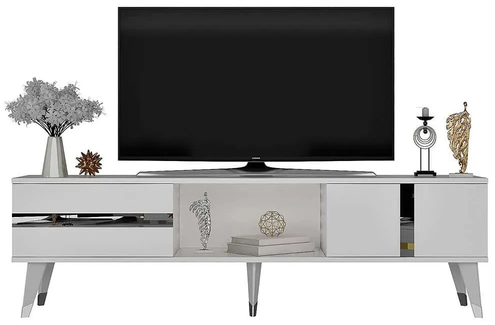 Έπιπλο Τηλεόρασης Vania 475OLV1153 150x50x29,6cm White-Silver