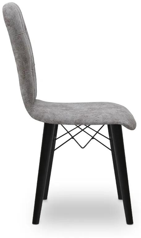 Καρέκλα τραπεζαρίας Palmira Megapap υφασμάτινη χρώμα γκρι - μαύρο πόδι 47x44x88εκ.