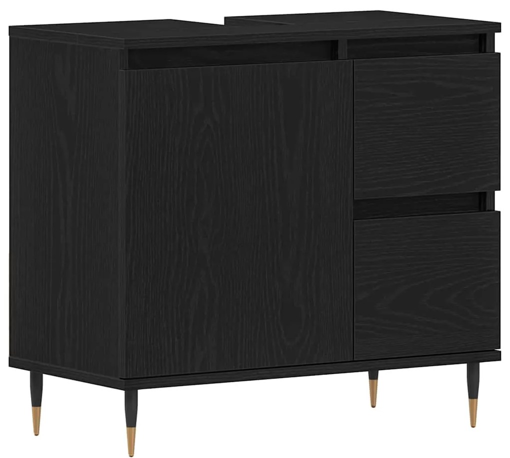 vidaXL Ντουλάπι Μπάνιου Μαύρη δρυς 65 x 33 x 60 εκ Επεξεργασμένο ξύλο
