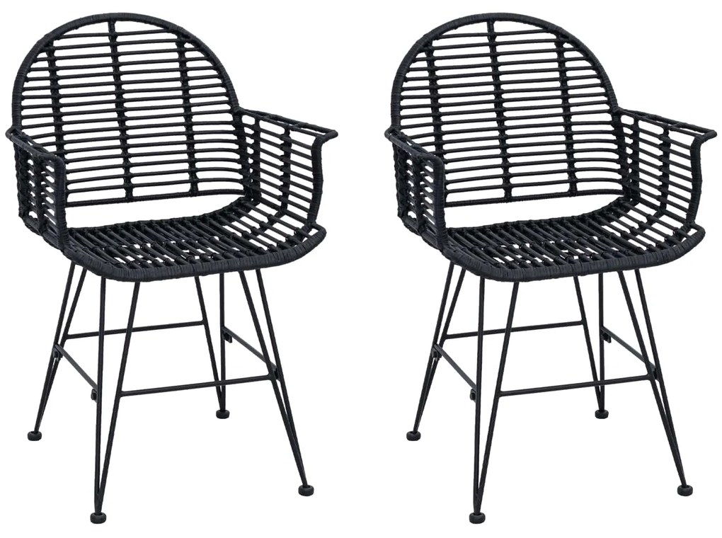 vidaXL Καρέκλα τραπεζαρίας 2 pcs Μαύρο 44 x 44 x 74 εκ.