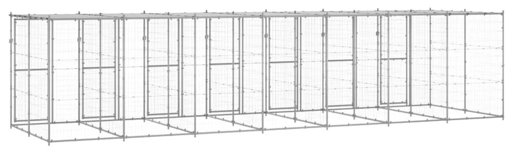 Κλουβί Σκύλου Εξ. Χώρου με Στέγαστρο 16,94 μ² Γαλβ. Χάλυβας - Ασήμι