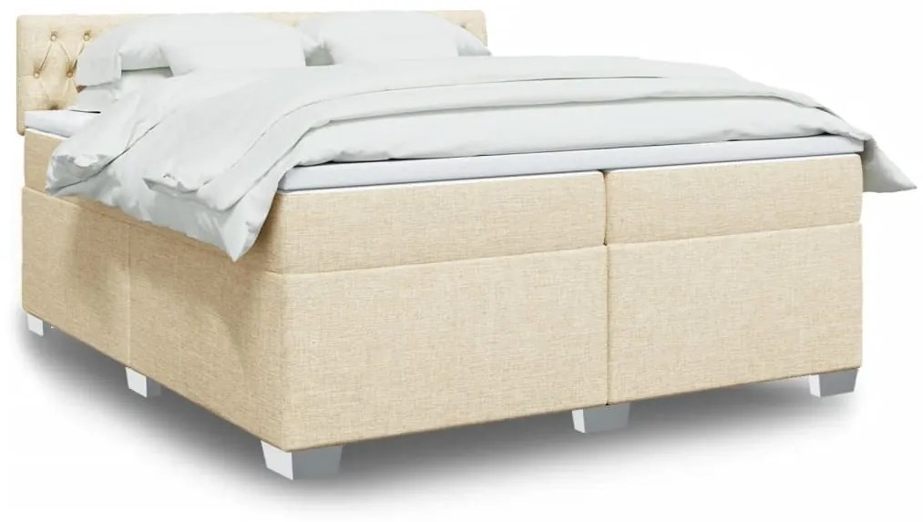 ΚΡΕΒΑΤΙ BOXSPRING ΜΕ ΣΤΡΩΜΑ ΚΡΕΜ 200X200 ΕΚ. ΥΦΑΣΜΑΤΙΝΟ 3286007