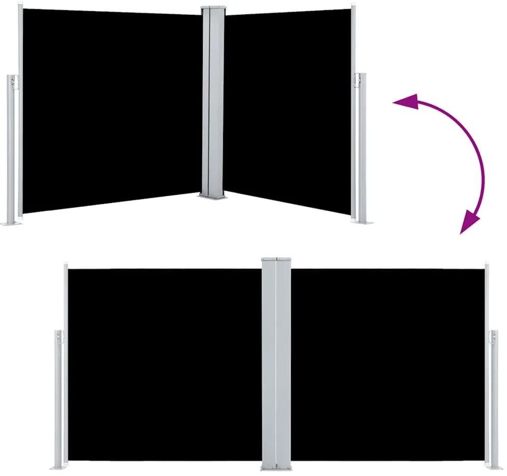 vidaXL Σκίαστρο Πλαϊνό Συρόμενο Μαύρο 100 x 600 εκ.