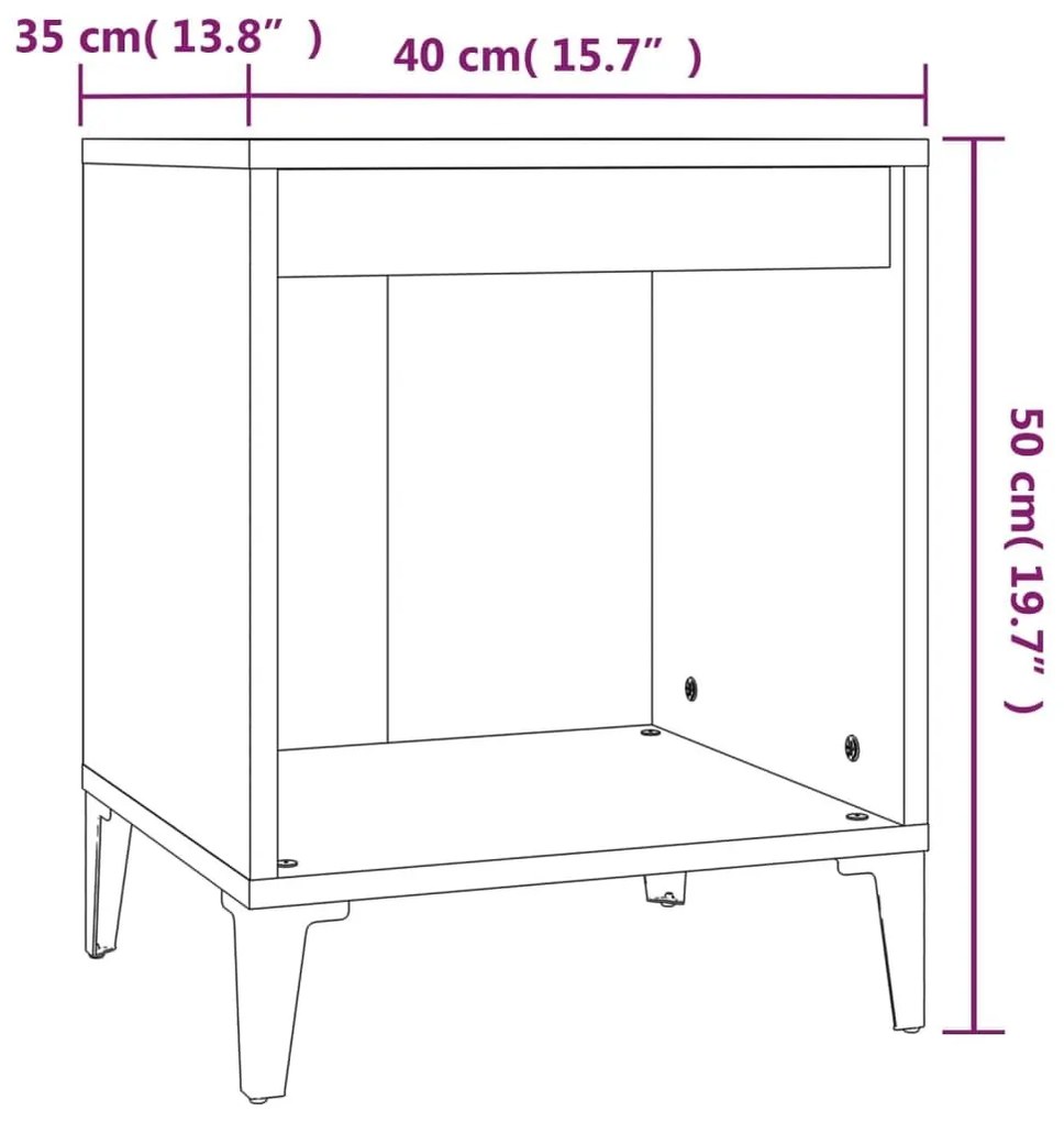 Κομοδίνα 2 τεμ. Καφέ Δρυς 40 x 35 x 50 εκ. - Καφέ