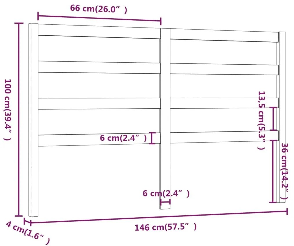 Κεφαλάρι Κρεβατιού Μελί 146 x 4 x 100 εκ. από Μασίφ Ξύλο Πεύκου - Καφέ