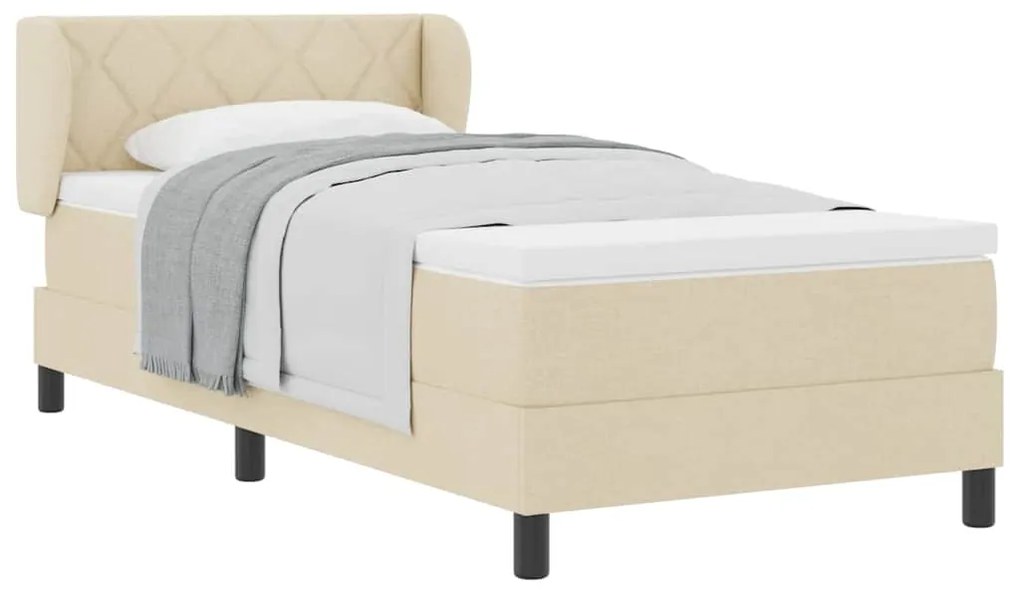 vidaXL Κρεβάτι box spring με στρώμα με στρώμα Κρεμ 100 x 200 cm ύφασμα