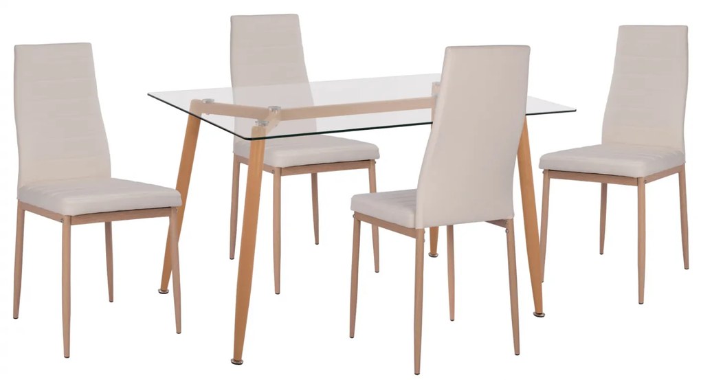 Intrahome ΣΕΤ 5ΤΜΧ ΤΡΑΠΕΖΙ ΦΥΣΙΚΟ ΜΕ ΓΥΑΛΙ &amp; ΚΑΡΕΚΛΕΣ UPINGCASABLANCALTCASABLANCAION ΜΠΕΖ intraho-0008467