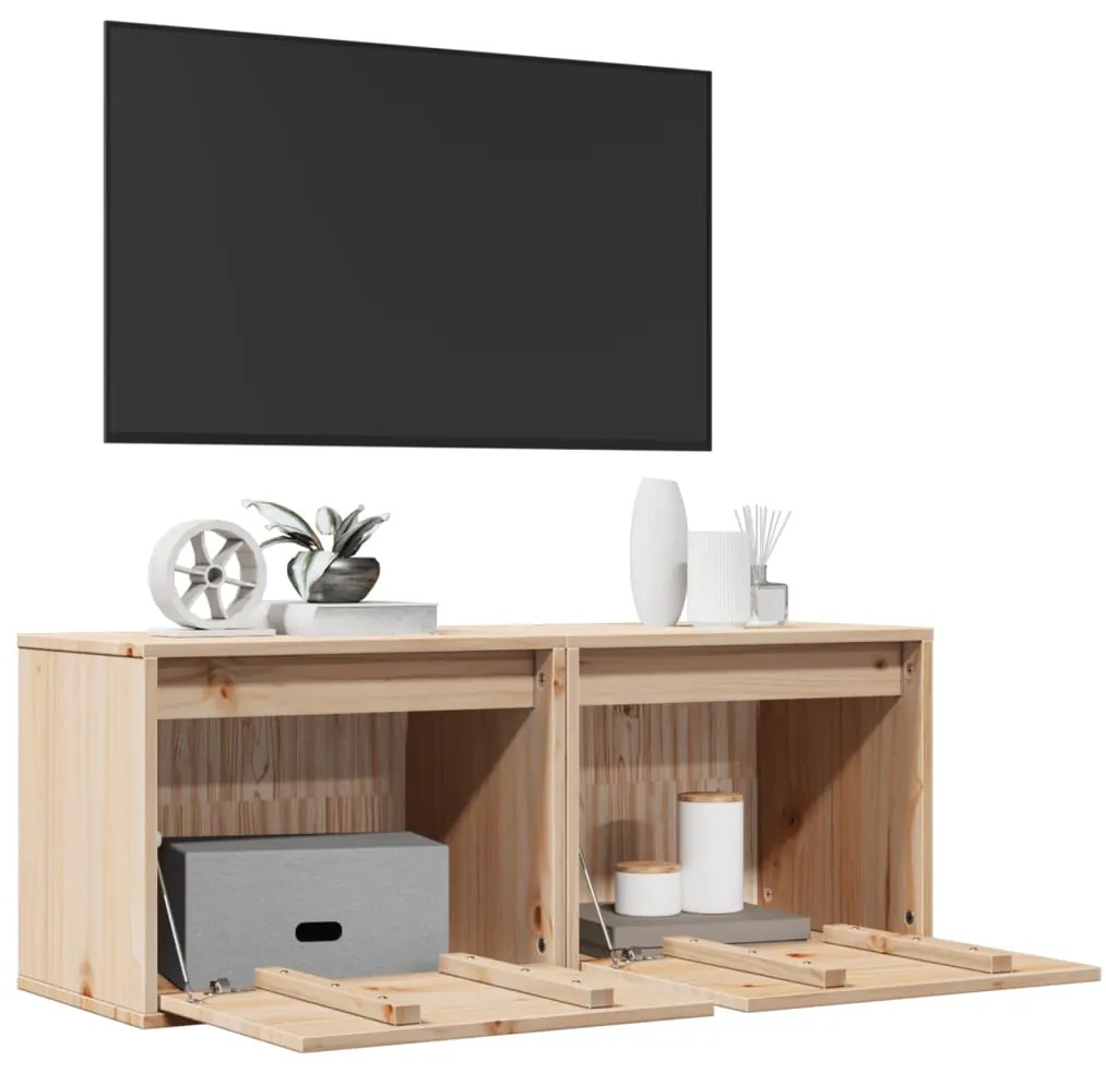vidaXL Ντουλάπια Τοίχου 2 τεμ. 45 x 30 x 35 εκ. από Μασίφ Ξύλο Πεύκου