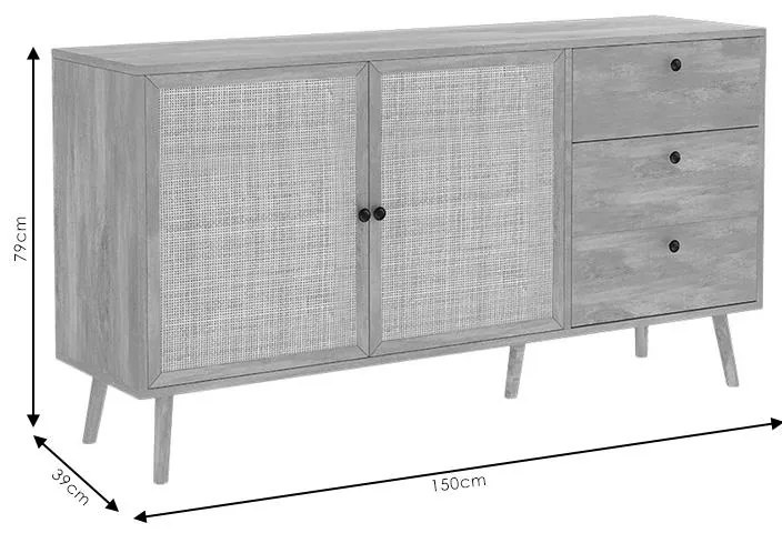 Μπουφές Oslo μαύρο-φυσικό 150x39x79εκ 150x39x79 εκ.