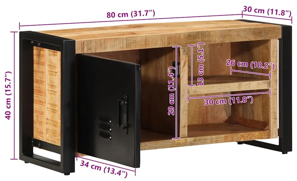 ΝΤΟΥΛΑΠΙ ΤΗΛΕΟΡΑΣΗΣ  80X30X40 CM ΣΤΕΡΕΟ ΑΚΑΤΕΡΓΑΣΤΟ ΞΥΛΟ MANGO 4013587