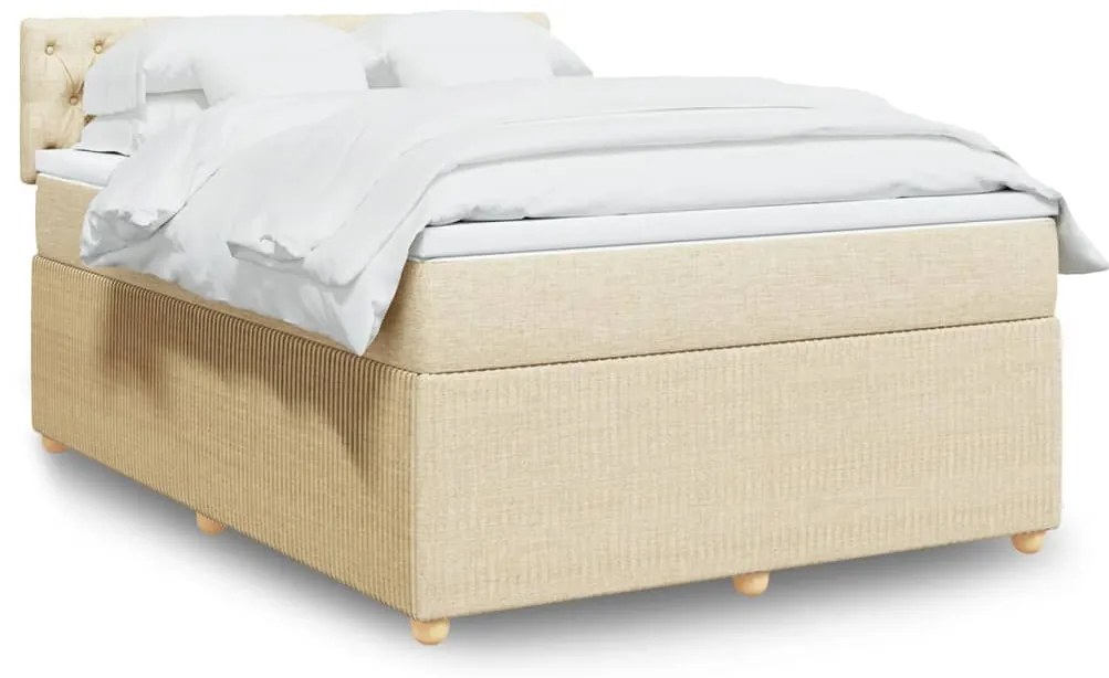 vidaXL Κρεβάτι Boxspring με Στρώμα Κρεμ 160x200 εκ. Υφασμάτινο