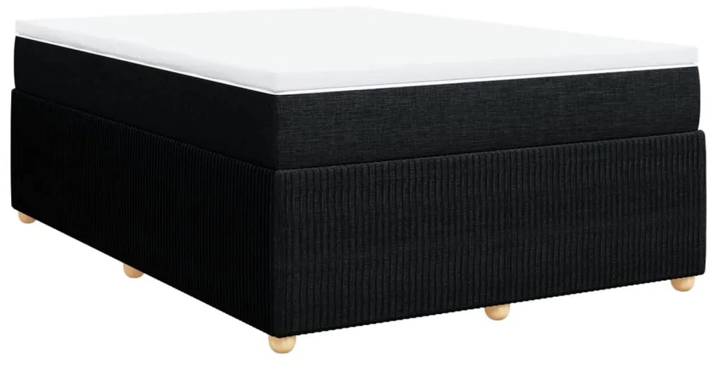 vidaXL Κρεβάτι Boxspring με Στρώμα Μαύρο 140x190 εκ. Υφασμάτινο