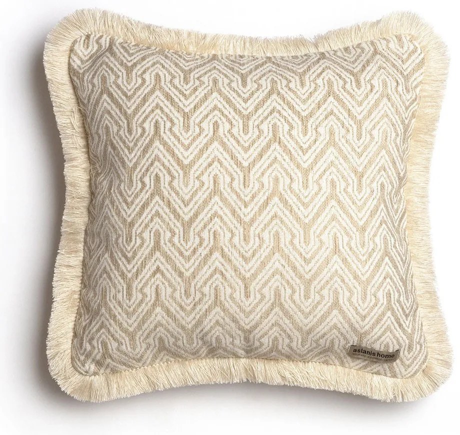 Μαξιλαροθήκη Διακοσμητική Tymfi Trimming Spaghi-Ecru Aslanis Home 60Χ60 Cotton,Chenille