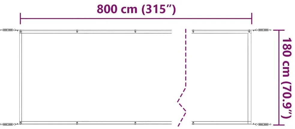 vidaXL Τέντα Κάθετη Λευκή 180 x 800 εκ. από Ύφασμα Oxford