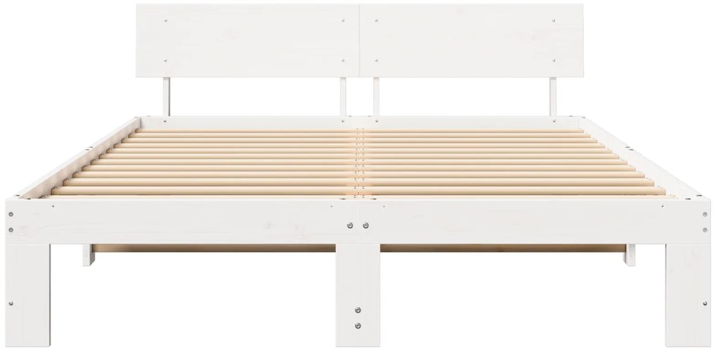vidaXL Κρεβάτι με Σκευοθήκη Λευκό 160x200 εκ Συμπαγές Ξύλο Πεύκου