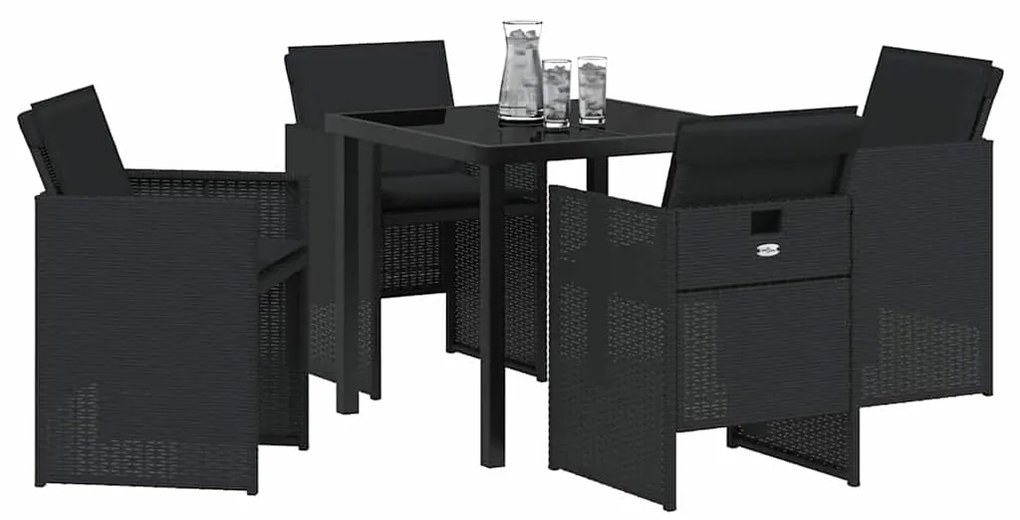 vidaXL Σέτ φαγητού για κήπο 5 pcs Μαύρο συνθετικό ρατάν