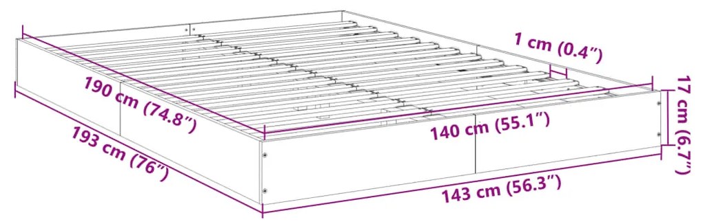 ΠΛΑΙΣΙΟ ΚΡΕΒΑΤΙΟΥ ΚΑΠΝΙΣΤΗ ΔΡΥΣ 140X190 ΕΚ. ΕΠΕΞΕΡΓΑΣΜΕΝΟ ΞΥΛΟ 842039