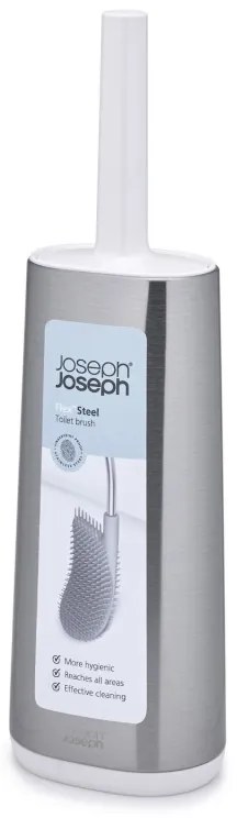 Βούρτσα τουαλέτας Joseph Joseph Flex 70517, Εύκαμπτη κεφαλή σχήματος D, Ανοξείδωτο, Λευκό/Inox