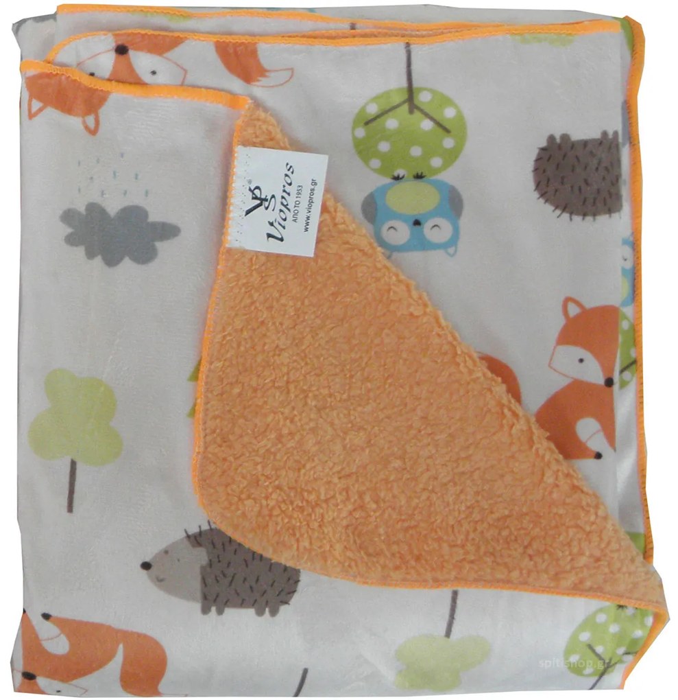 Κουβέρτα Fleece Κούνιας (110x150) Με Γουνάκι Viopros Σχ 73