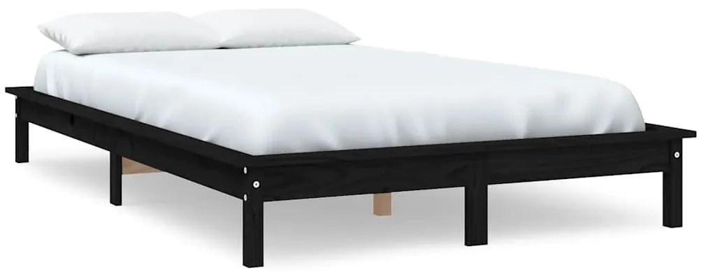 vidaXL Πλαίσιο Κρεβατιού Μαύρο 120 x 200 εκ. από Μασίφ Ξύλο Πεύκου