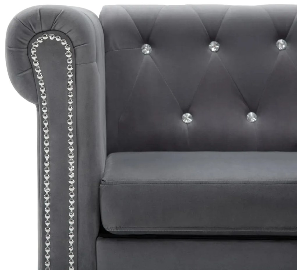 ΚΑΝΑΠΕΣ ΤΡΙΘΕΣΙΟΣ CHESTERFIELD ΓΚΡΙ 199 X 75 X 72 ΕΚ. ΒΕΛΟΥΔΟ 247144