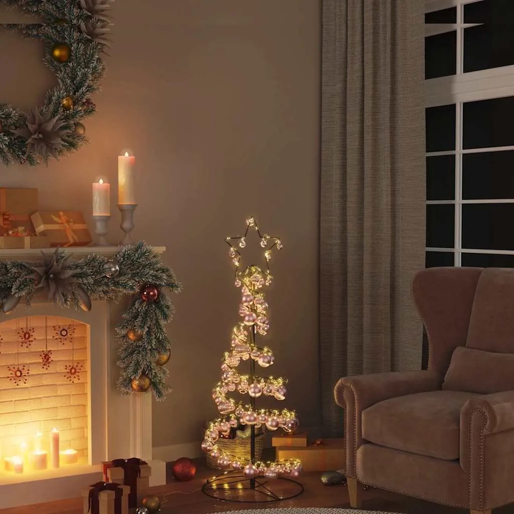 vidaXL Χριστουγεννιάτικο δέντρο LED με μπιχλιμπίδια 80 LED 120 εκ.