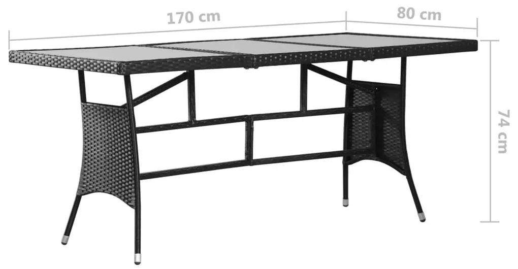 Τραπέζι Κήπου Μαύρο 170 x 80 x 74 εκ. από Συνθετικό Ρατάν - Μαύρο