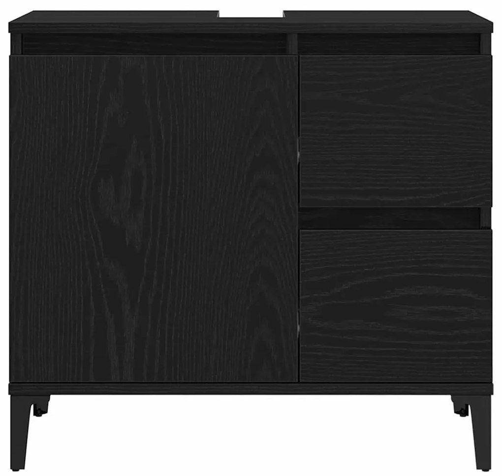 vidaXL Ντουλάπι Μπάνιου Μαύρη δρυς 65 x 33 x 60 εκ Επεξεργασμένο ξύλο
