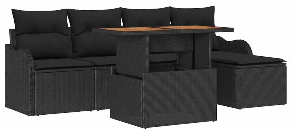vidaXL Σετ Καναπέ Κήπου με μαξιλάρι 6 pcs Μαύρο