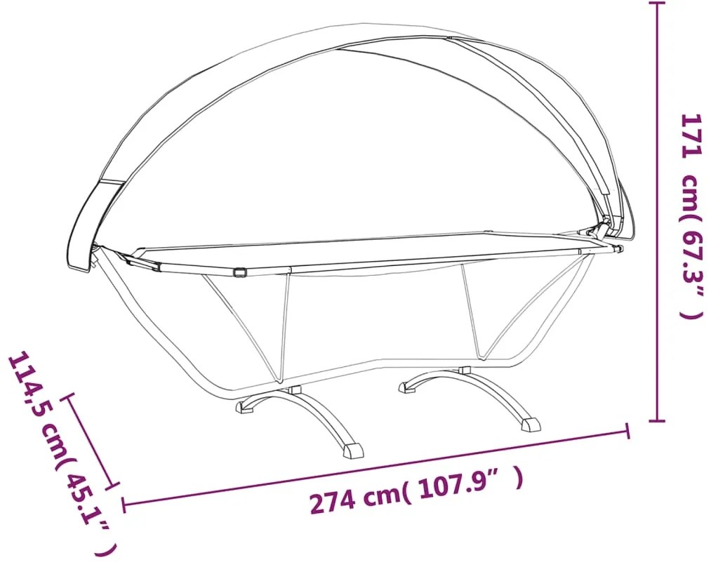 vidaXL Ξαπλώστρα Εξ.Χωρ. με Σκέπαστρο Κρεμ από Ατσάλι + Ύφασμα Oxford