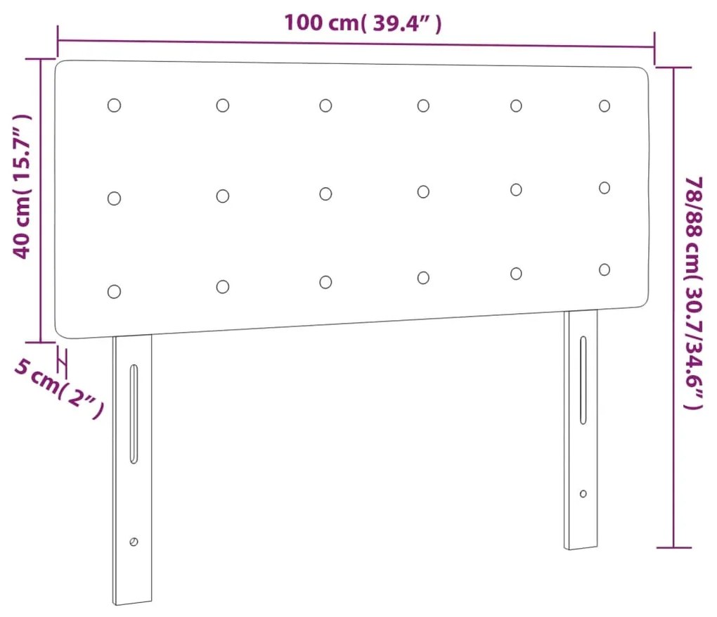 vidaXL Κεφαλάρι Κρεβατιού LED Ροζ 100x5x78/88 εκ. Βελούδινο