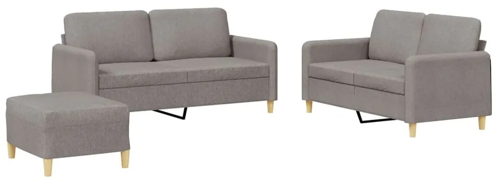 vidaXL Πολυθρόνες Σετ 3 Τεμαχίων Taupe από Ύφασμα με Μαξιλάρια