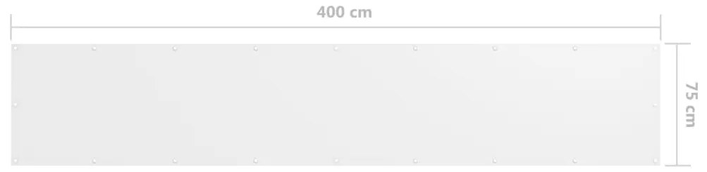 vidaXL Διαχωριστικό Βεράντας Λευκό 75 x 400 εκ. Ύφασμα Oxford