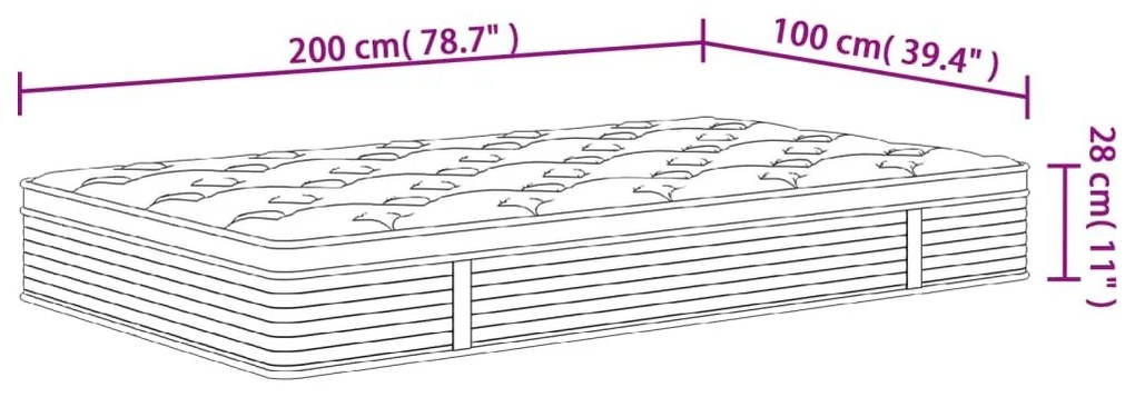 Στρώμα με Pocket Springs Μεσαία Σκληρότητα 100x200 εκ. - Γκρι