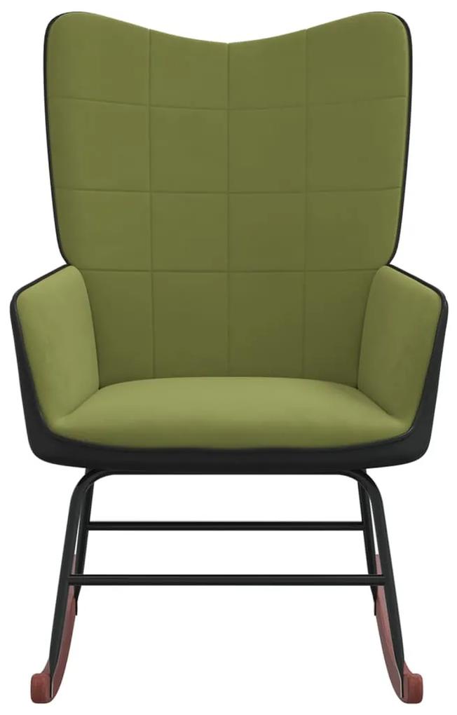 vidaXL Πολυθρόνα Κουνιστή Ανοιχτό Πράσινο από Βελούδο και PVC