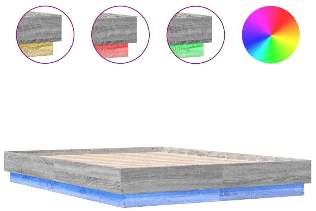 Πλαίσιο Κρεβατιού με LED Γκρι sonoma 120 x 190 εκ. - Γκρι