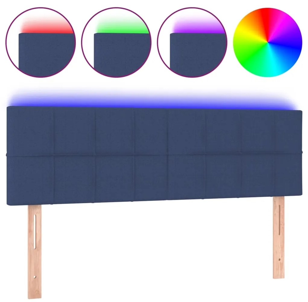 vidaXL Κεφαλάρι Κρεβατιού LED Μπλε 144x5x78/88 εκ. Υφασμάτινο