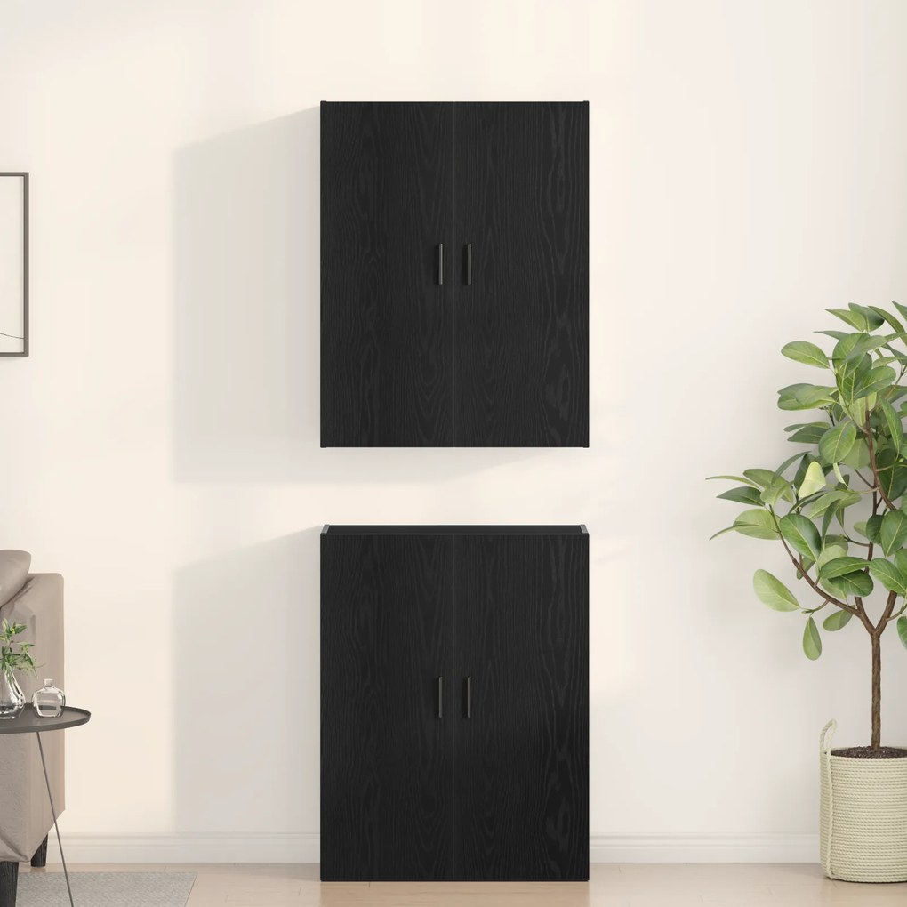 vidaXL Ντουλάπες 2 τεμ Μαύρη Δρυς 69,5x34x180 εκ Επεξεργασμένο Ξύλο