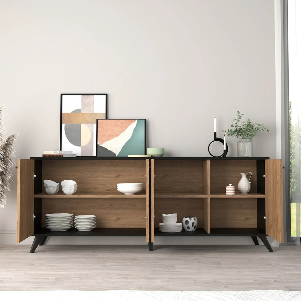 ΜΠΟΥΦΕΣ ΜΕΛΑΜΙΝΗΣ KRUDEN HM9446.11 ΜΑΥΡΟ-ΦΥΣΙΚΟ 180x40x78.6Υεκ. (1 Τεμμάχια)