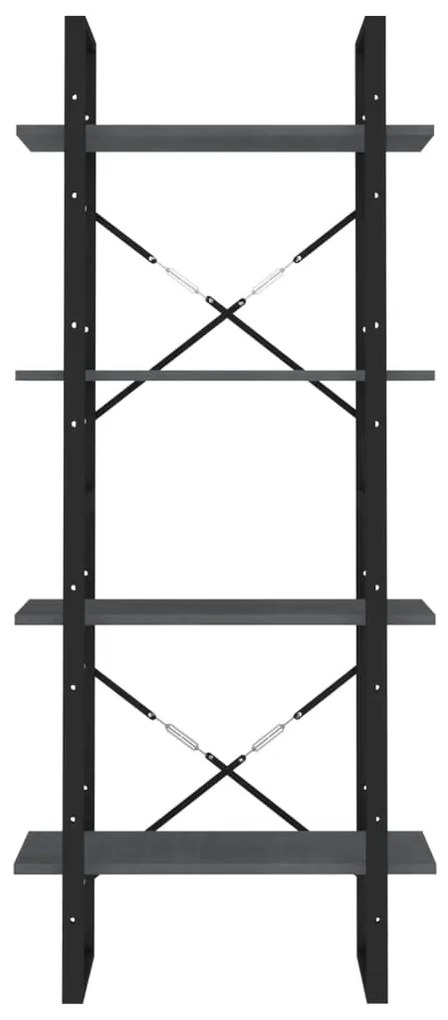 vidaXL Βιβλιοθήκη με 4 Ράφια Γκρι 60x30x140 εκ. από Μασίφ Ξύλο Πεύκου