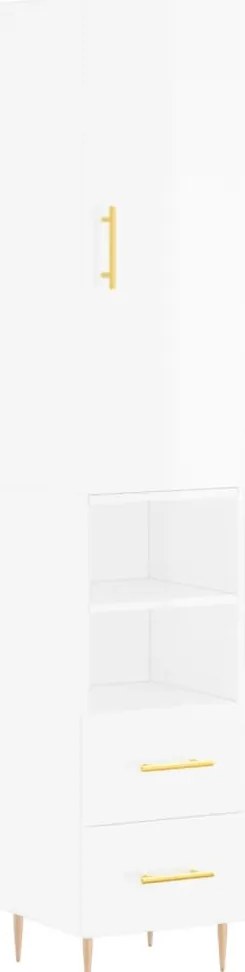vidaXL Ντουλάπι Γυαλ. Λευκό 34,5 x 34 x 180 εκ. από Επεξεργασμένο Ξύλο