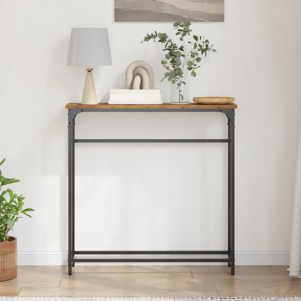vidaXL Κονσόλα Ξύλου Παλιού 75x19,5x75 εκ. Κατασκευασμένο από Ξύλο και Χάλυβα