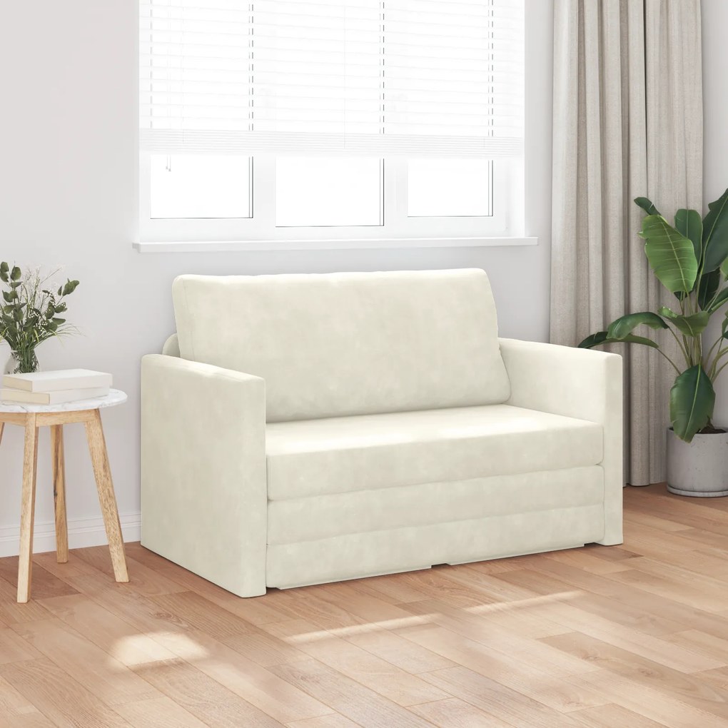 vidaXL Καναπές Κρεβάτι 2-σε-1 Κρεμ 124x204x61 εκ Βελούδο