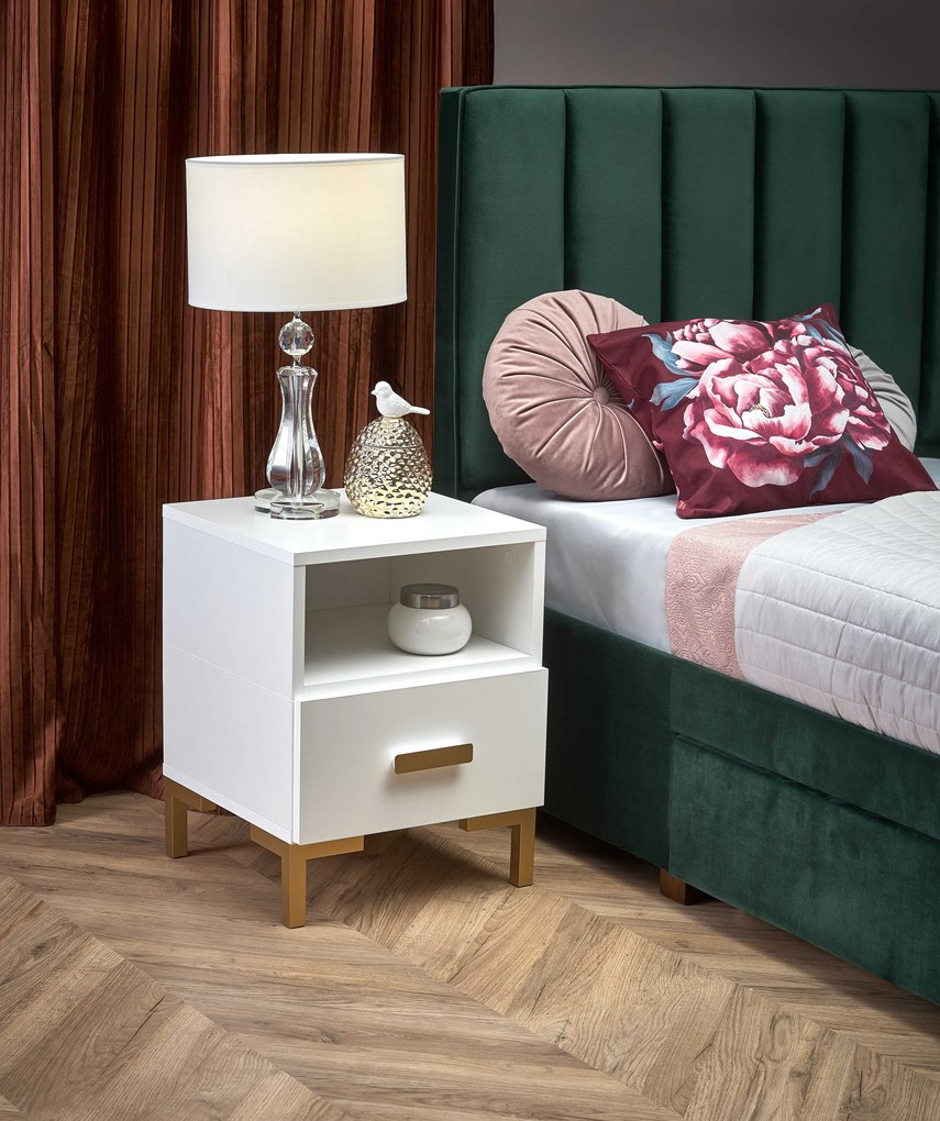 SILVIA bedside table, white - gold DIOMMI V-PL-SILVIA-SZAFKA_N-BIAŁY/ZŁOTY DIOMMI-60-22701