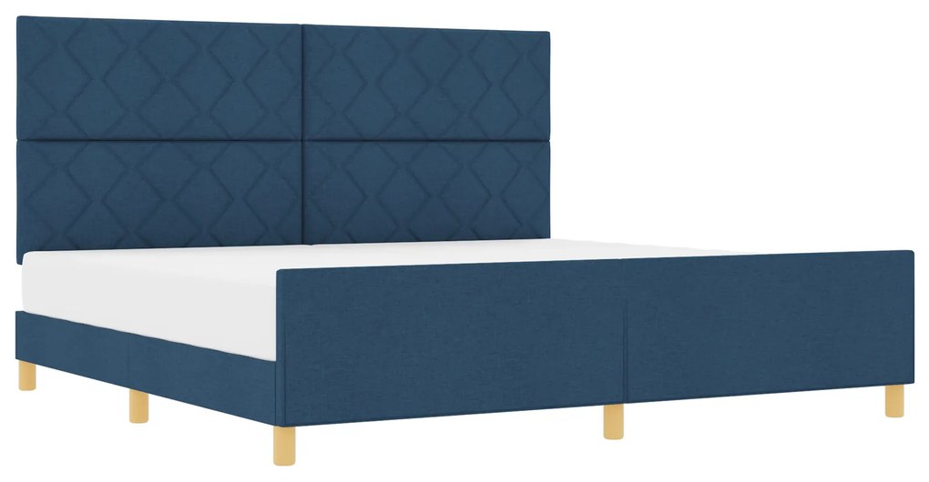 vidaXL Σκελετός Κρεβατιού με κεφαλάρι Μπλε 200 x 200 cm ύφασμα
