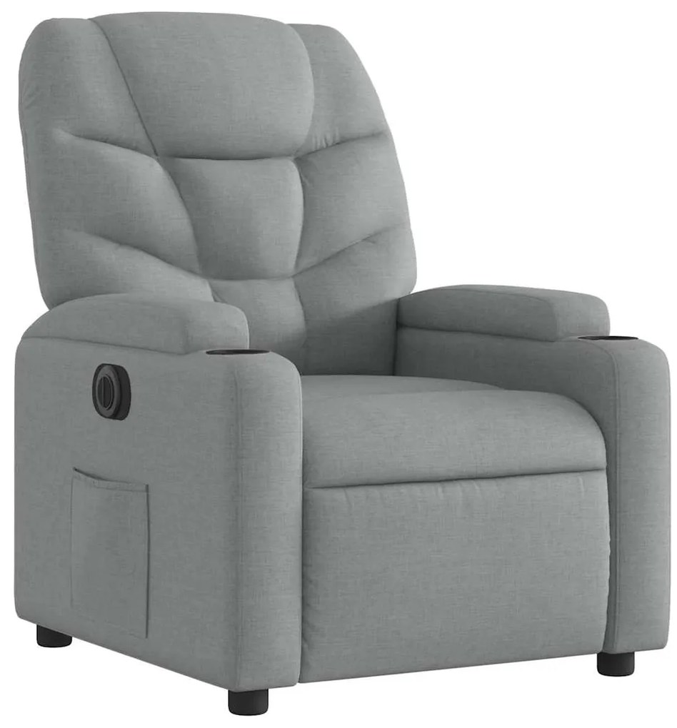 vidaXL Πολυθρόνα Ανακλινόμενη Ηλεκτρική Ανοιχτό Γκρι Υφασμάτινη