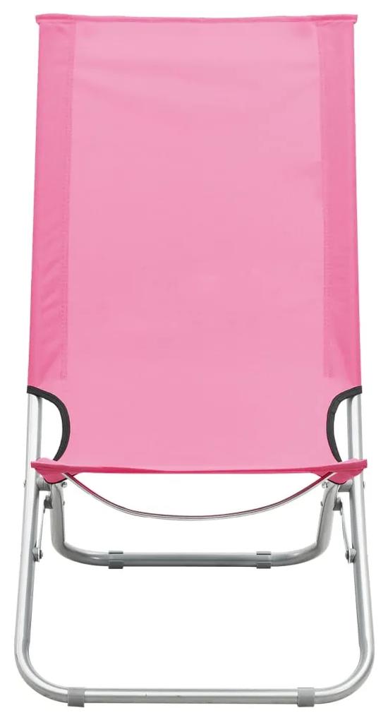 vidaXL Καρέκλες Παραλίας Πτυσσόμενες 2 τεμ. Ροζ Υφασμάτινες