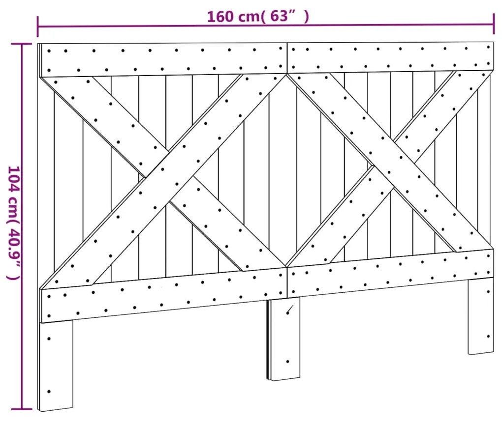 vidaXL Κεφαλάρι 160 x 104 εκ. από Μασίφ Ξύλο Πεύκου